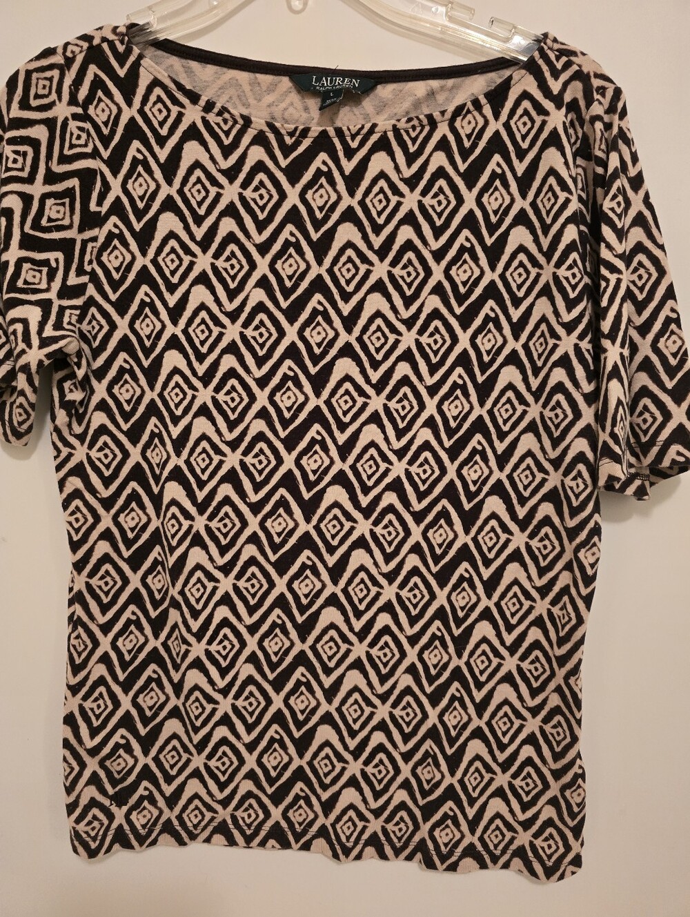 Lauren Ralph Lauren Brown & Cream Geometric Short-Sleeve Top